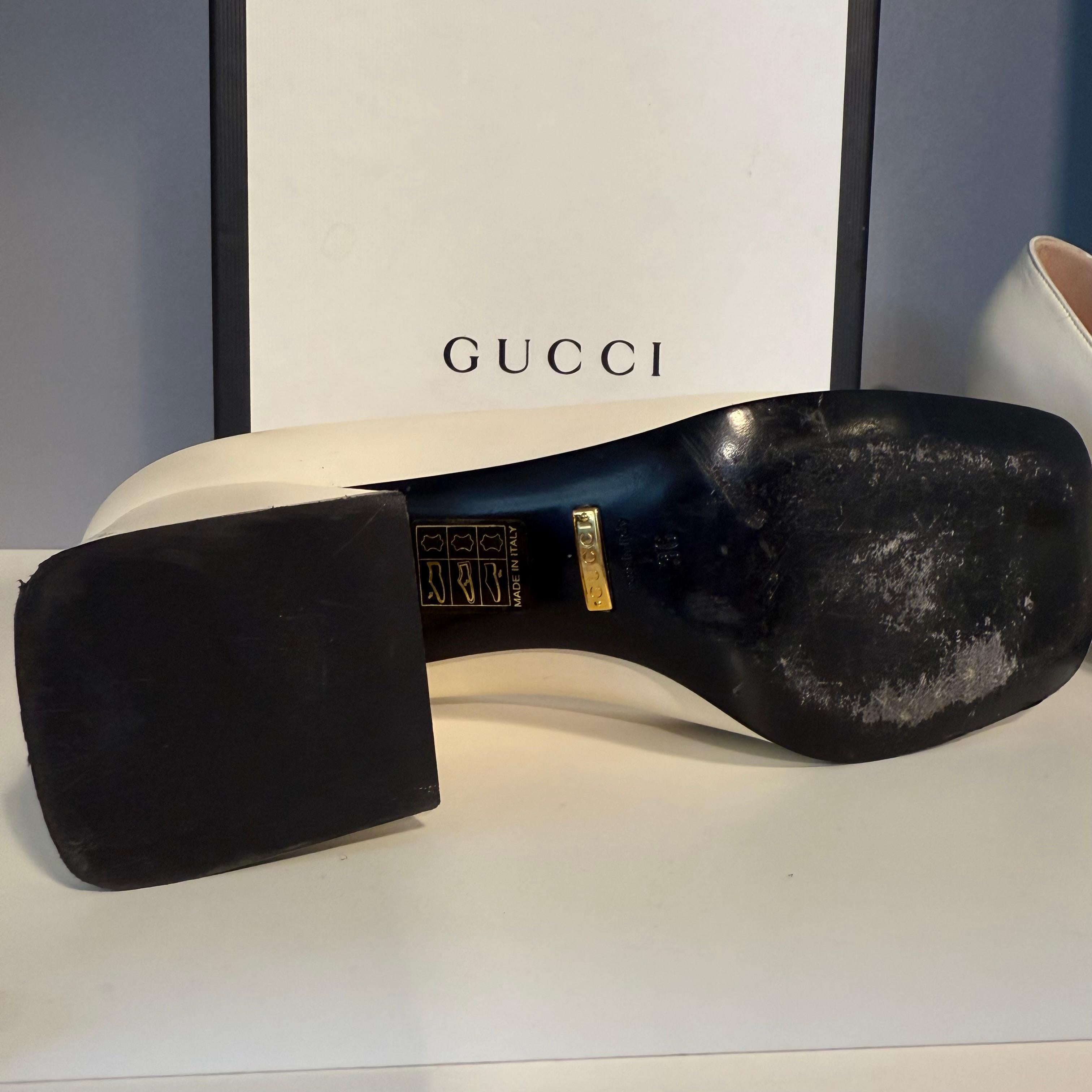 Gucci Malaga - Scarpe in pelle bianca IT 36 in vendita 4
