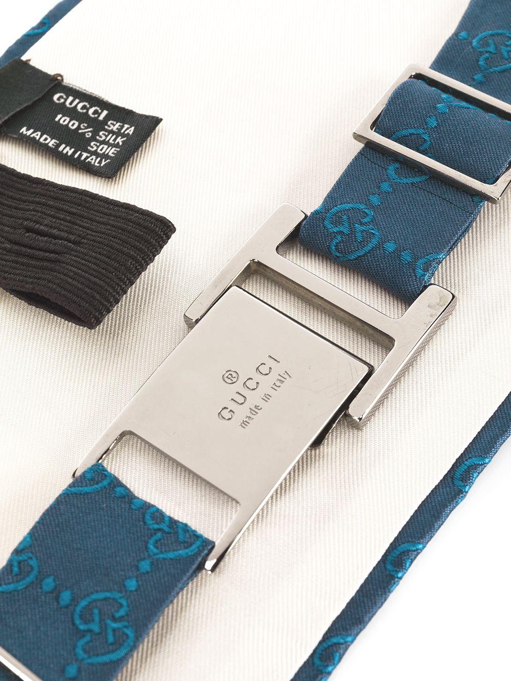 Gucci Man and Unisex Blue Silk Logo Smoking Belt  In Excellent Condition In Paris, FR