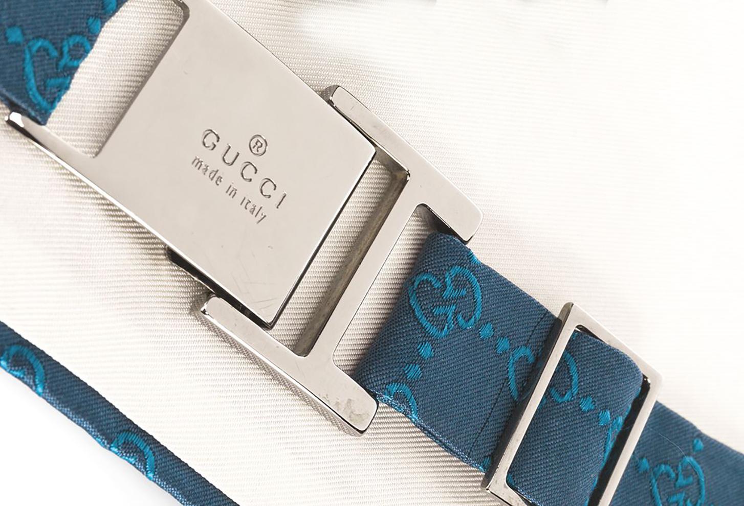 Gucci Man and Unisex Blue Silk Logo Smoking Belt  1
