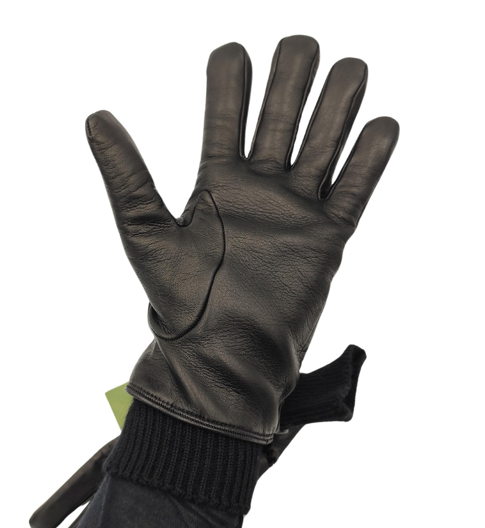 Gucci man black leather and wool horsebit gloves NWT For Sale 1