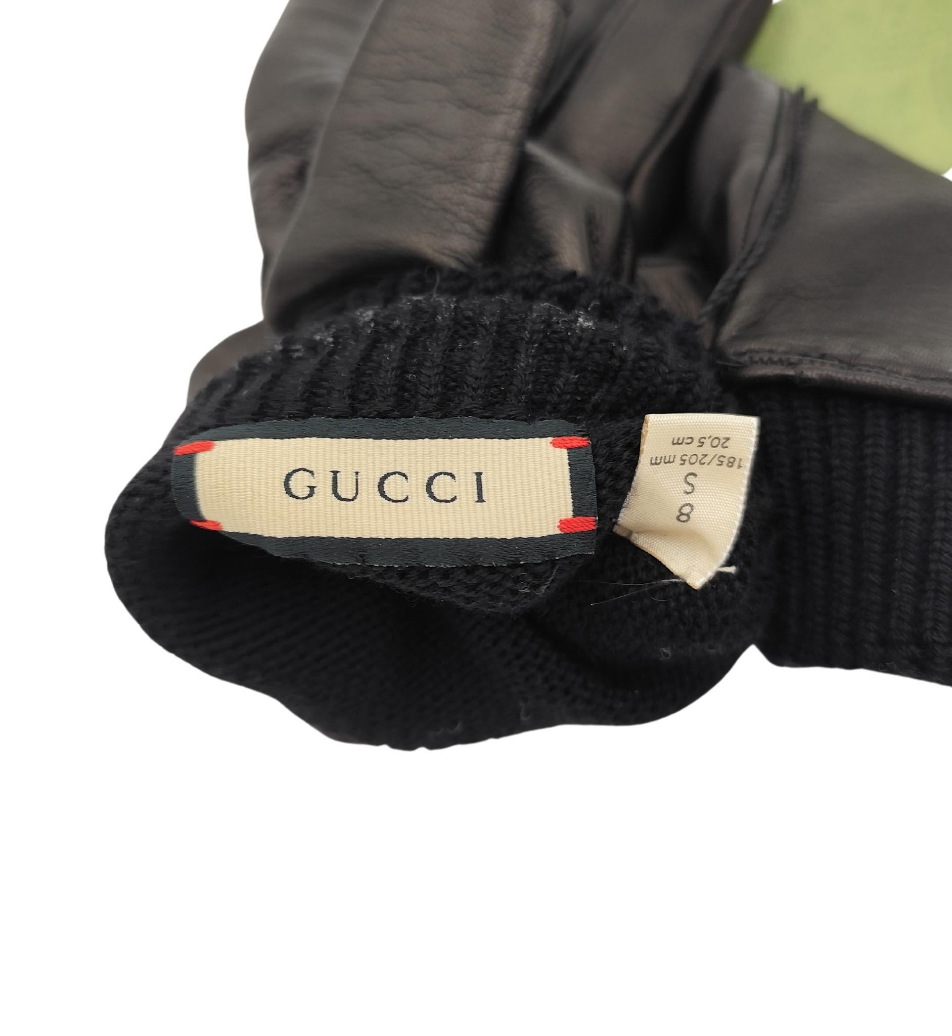 Gucci man black leather and wool horsebit gloves NWT For Sale 2