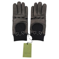 Gants Gucci homme en cuir noir et laine NWT