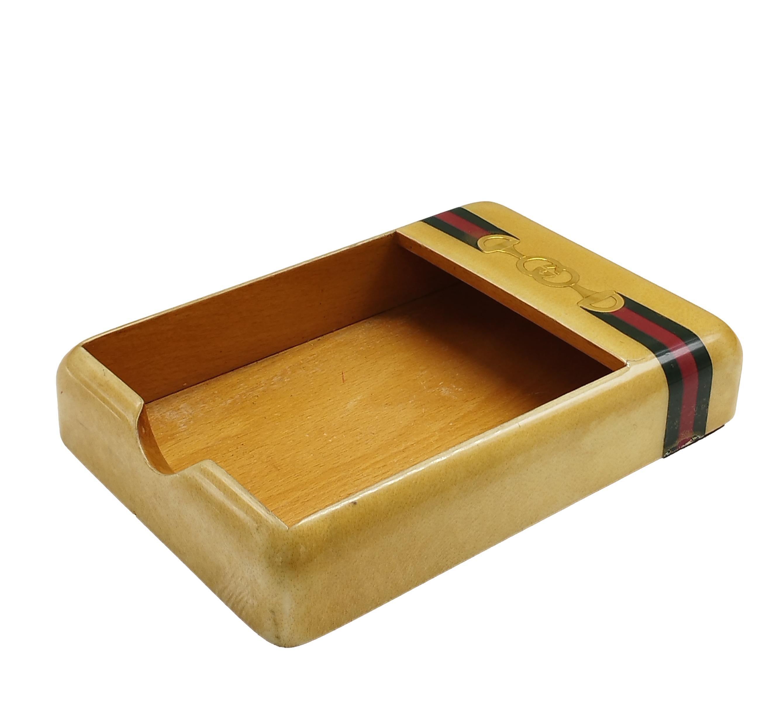 Gucci maple wood desk accessory or tidy tray, original, 1970s.