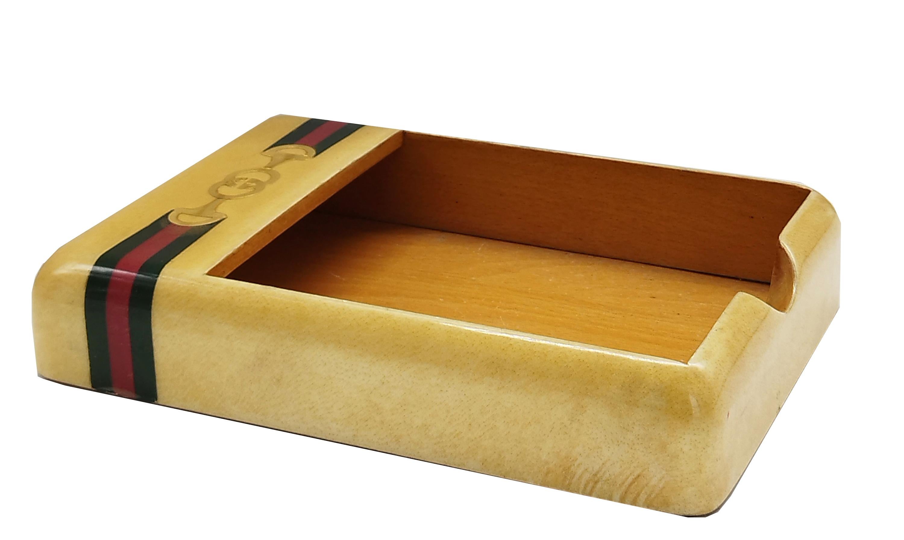 Italian Gucci Maple Wood Tidy Tray, Italy, 1970s For Sale