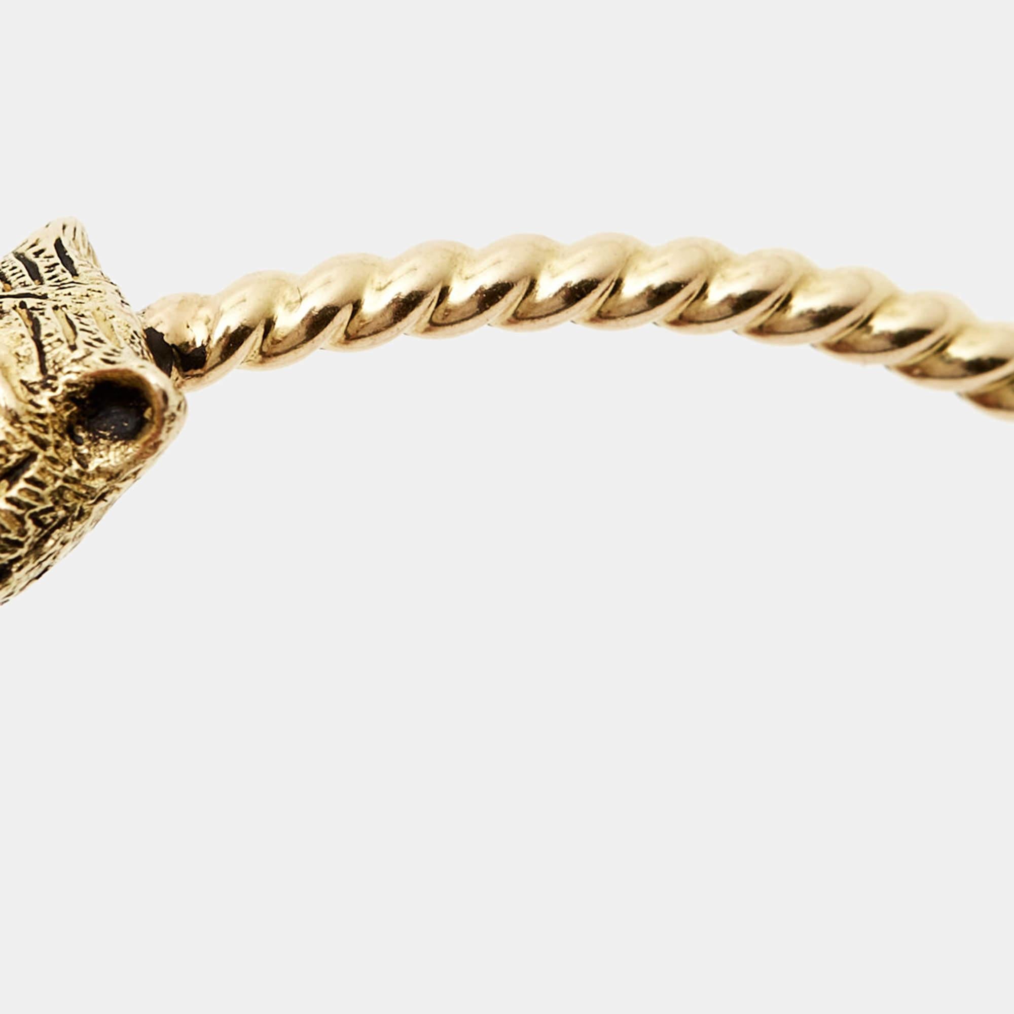 Women's Gucci Marche des Mervellies Diamonds 18k Yellow Open Cuff Bracelet 16