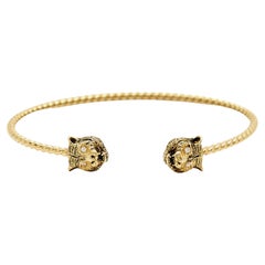 Gucci Marche des Mervellies Diamonds 18k Yellow Open Cuff Bracelet 16
