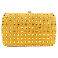 GUCCI marigold yellow suede crystal embellished leather trimmed box clutch bag