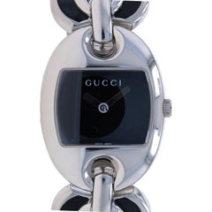 Gucci Marina Chain Ladies Wristwatch 121.5 - Sterling 925 Black Enamel Quartz