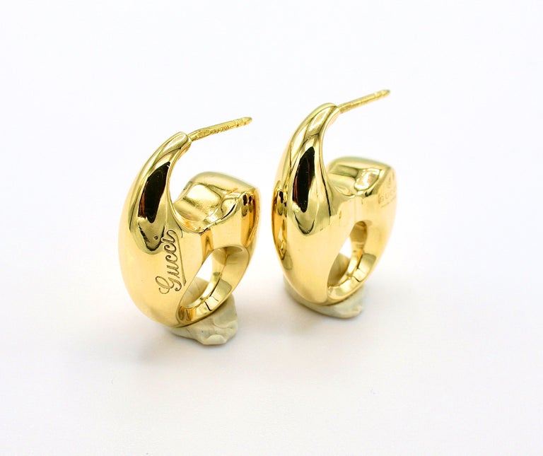 Gucci Marina Chain Link 18 Karat Yellow Gold Earrings at 1stDibs