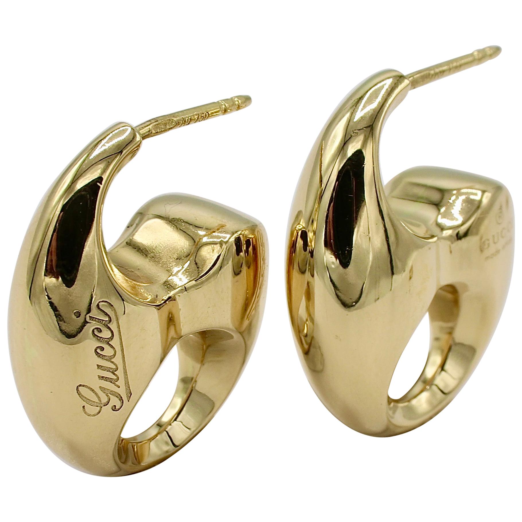 Gucci Marina Chain Link 18 Karat Yellow Gold Earrings