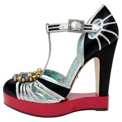 Gucci Mariska Platform Heels SS17 Runway Embellished T Strap Taglia 37.5