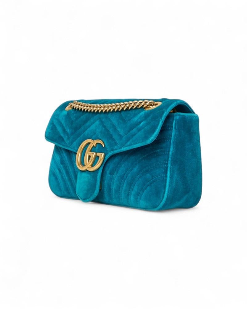Gucci Marmont 26 Matelassé Velours Tuchese Excellent état à Torre Del Greco, IT