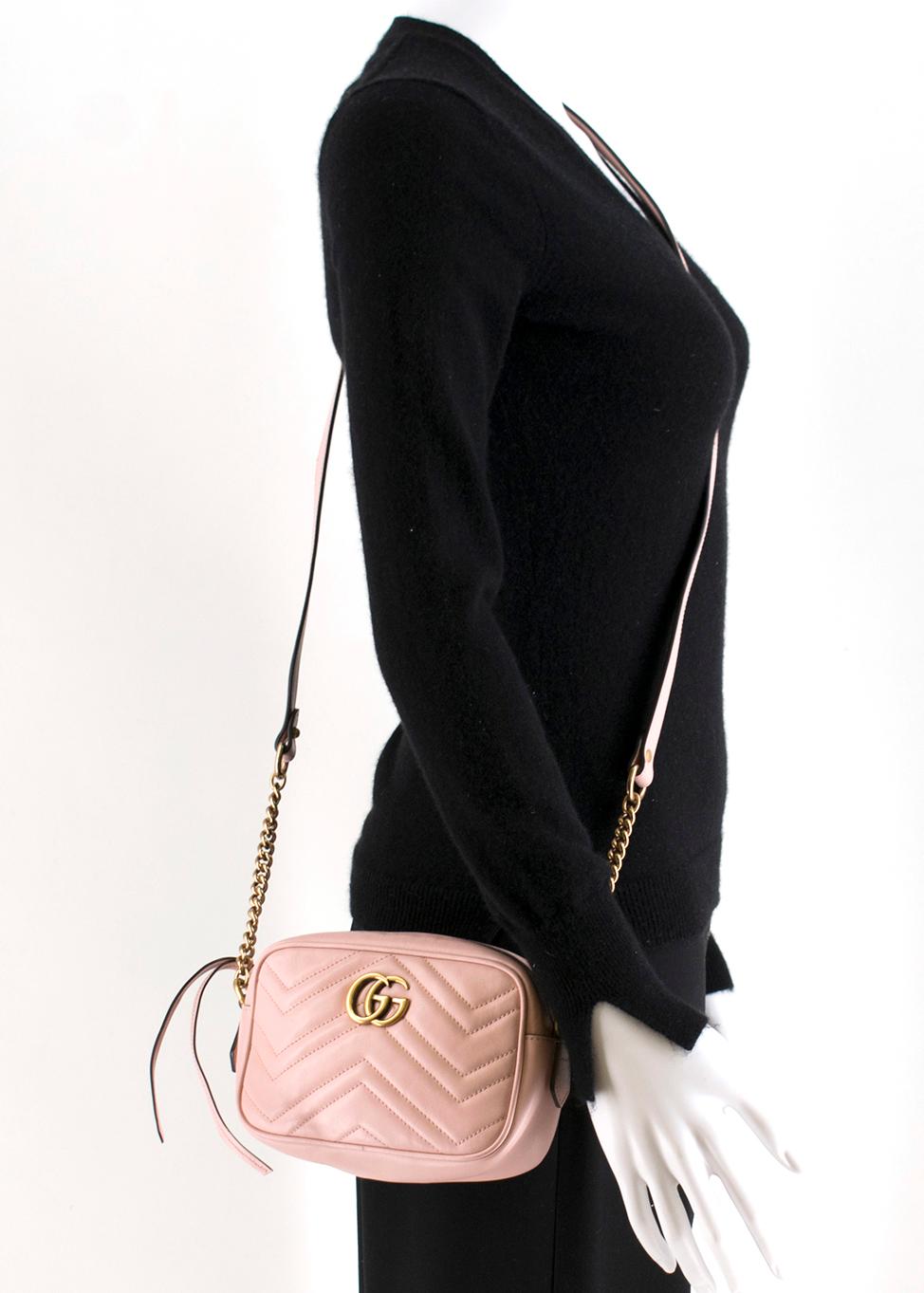 Gucci Marmont Baby Pink Matelasse Mini Camera Bag In New Condition In London, GB