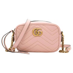 Used Gucci Marmont Baby Pink Matelasse Mini Camera Bag
