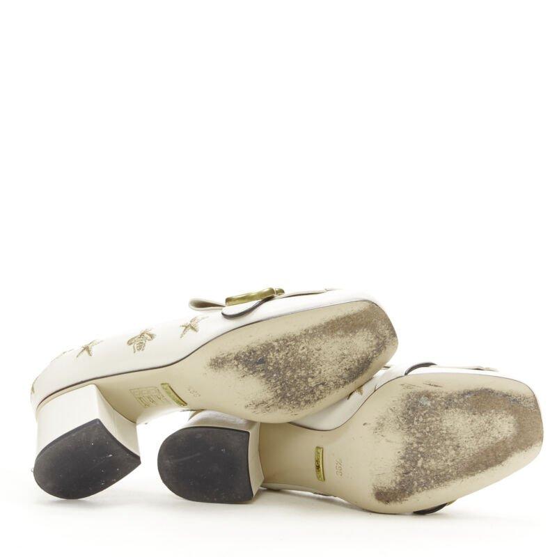 GUCCI Marmont Bee Star bianco oro ricamo frangia blocco mocassino EU36.5 7
