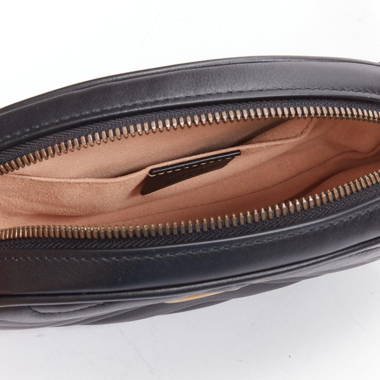 GUCCI Marmont black GG logo Matelasse leather round small belt bag 2