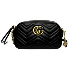 Gucci Marmont Black Matelassè Leather Shoulder Bag