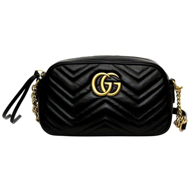 Gucci Marmont Black Matelassè Leather Shoulder Bag For Sale at 1stdibs