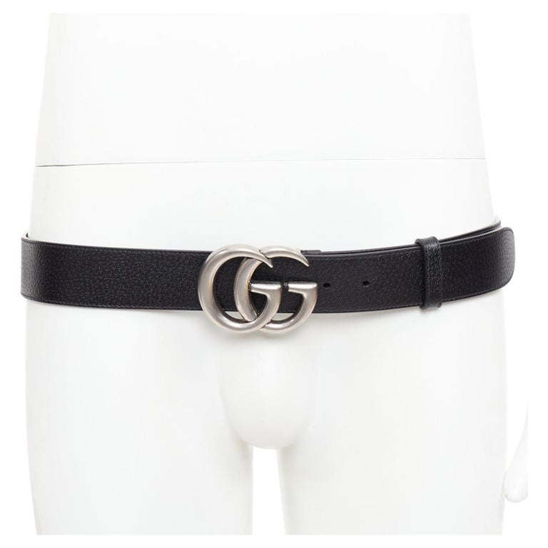GUCCI Marmont black textured leather silver GG logo wide  display picture 2