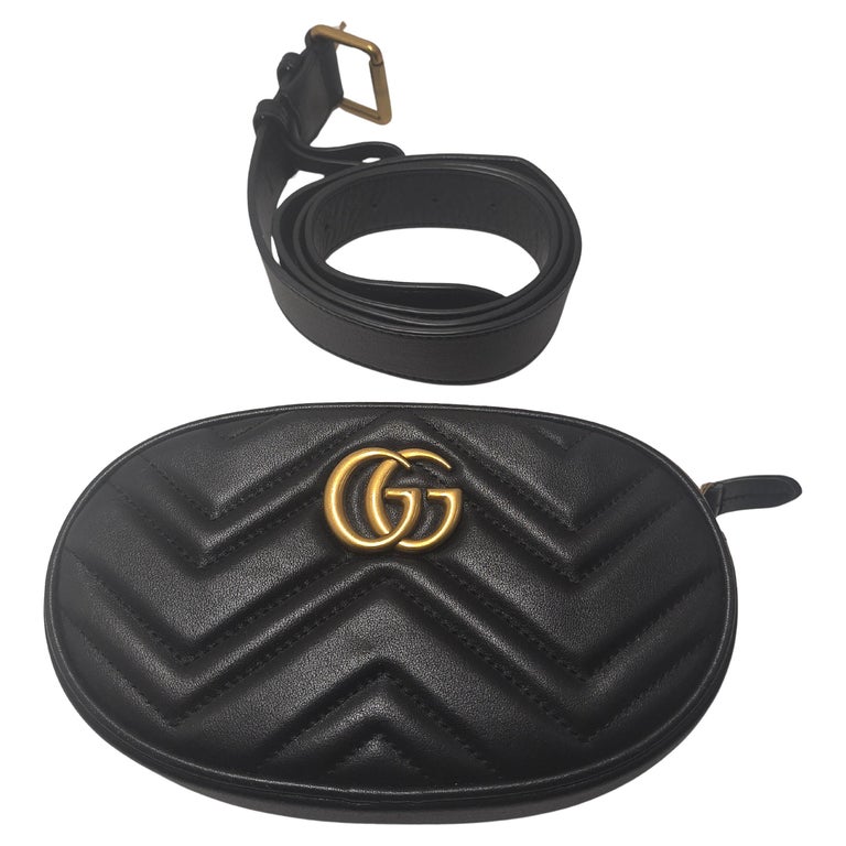 Gucci Marmont Black Vintage Gold Metal Hardwear Oval GG belt  display picture 3