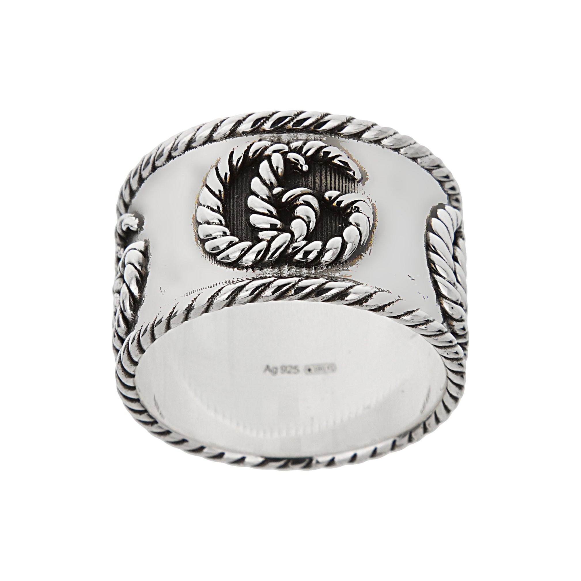 Gucci Marmont Anello a fascia intrecciata in argento 925 misura 9 in vendita