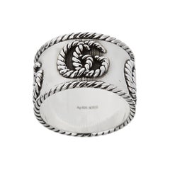 Gucci Marmont Anello a fascia intrecciata in argento 925 misura 9