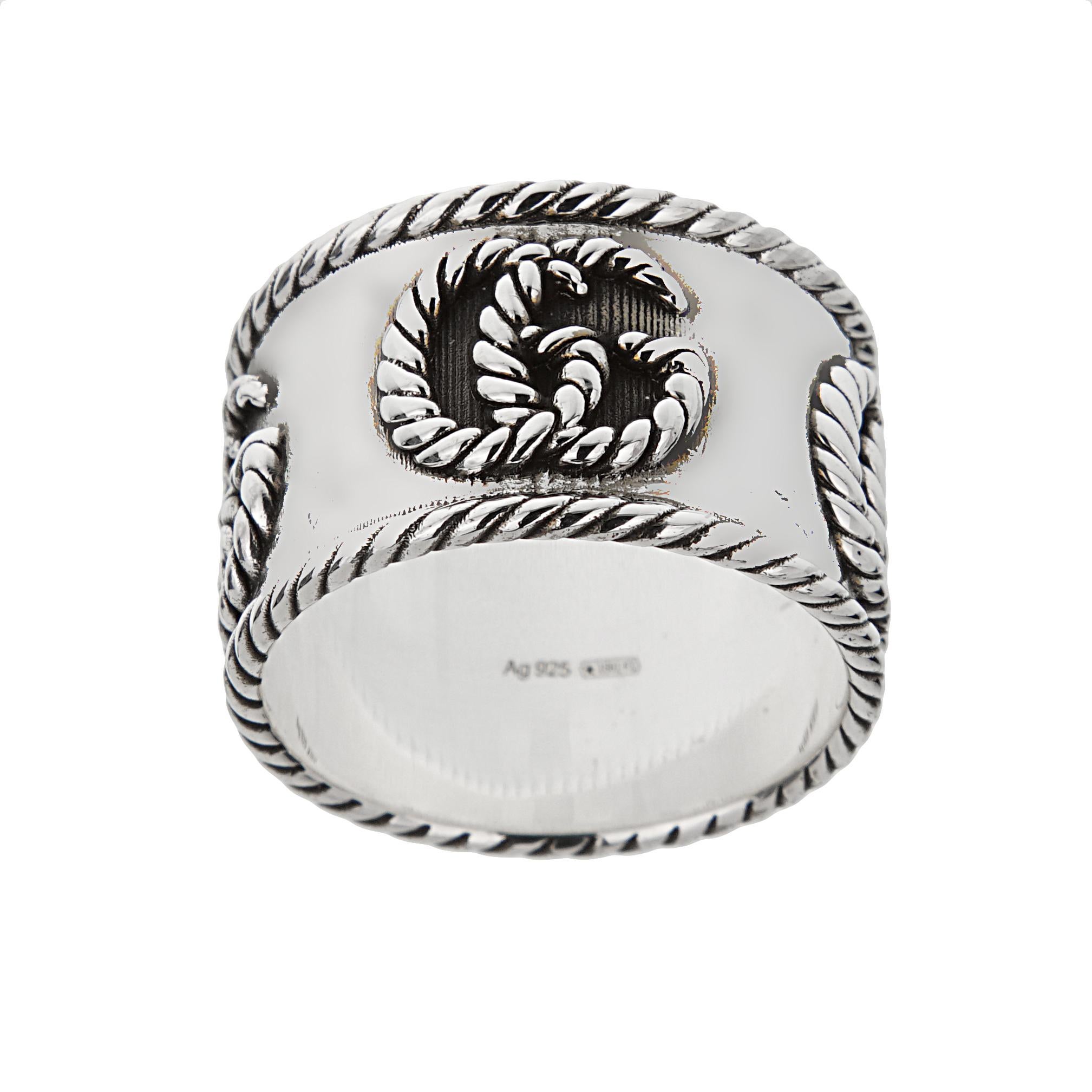 Gucci Marmont geflochtene Sterling Silber Band Ring Größe 9