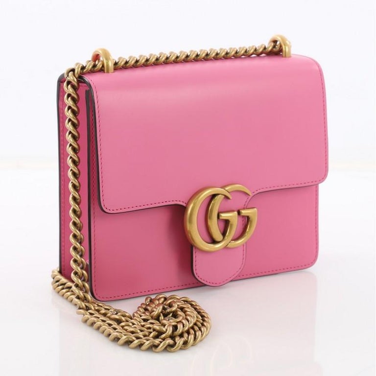 Gucci Marmont Chain Shoulder Bag Leather Small For Sale at 1stdibs