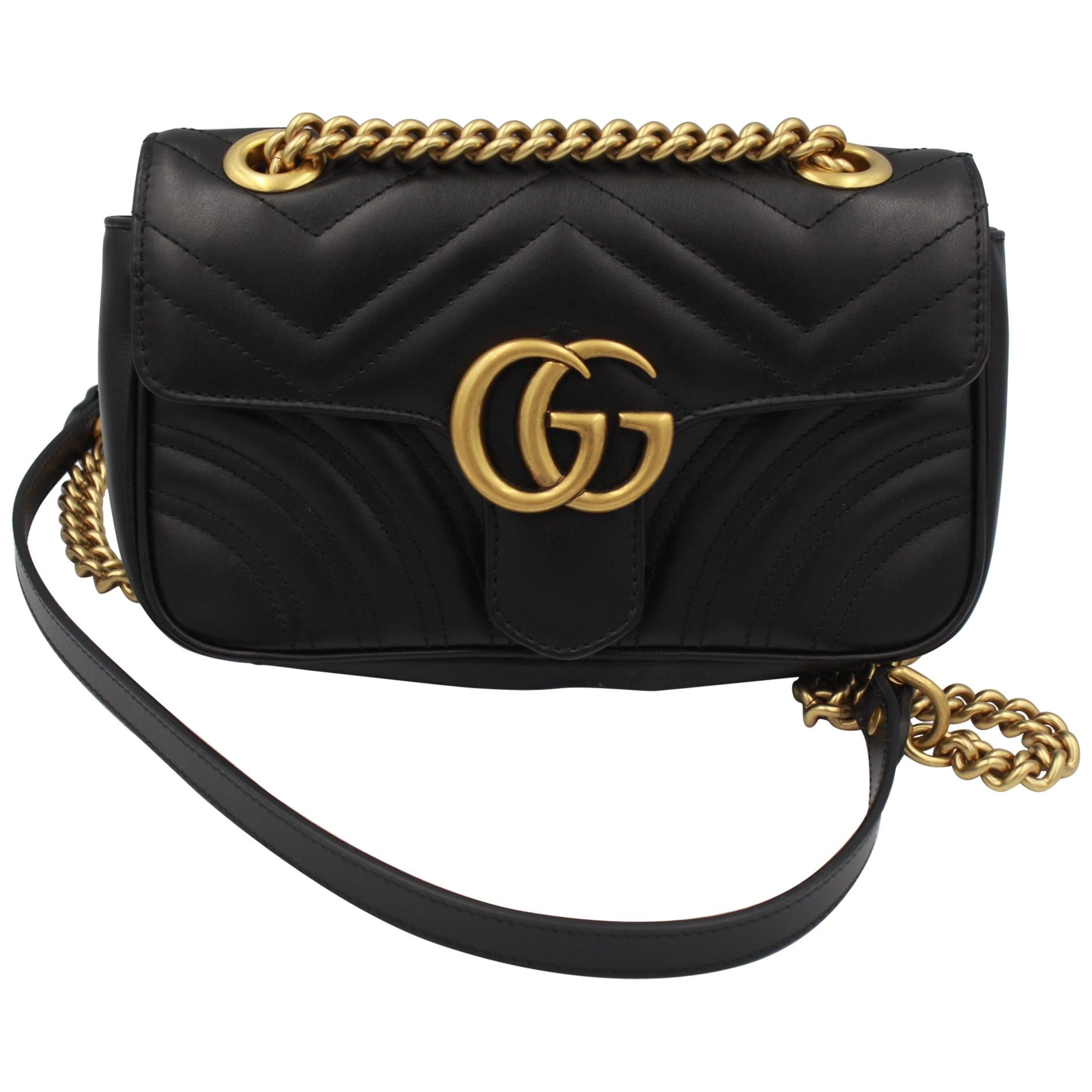 Gucci Marmont Crossbody CBlack Leather  Bag