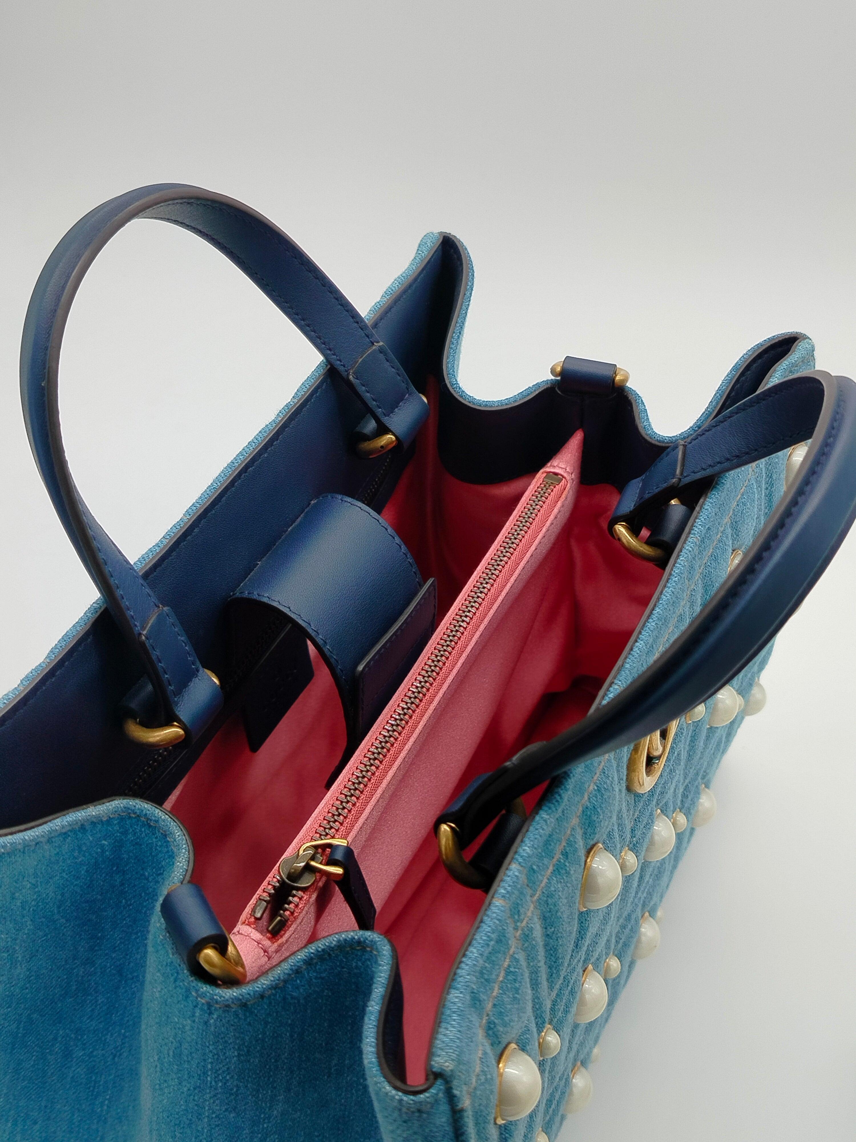 Gucci Marmont Denim Pearl Tote Bag - '10s For Sale 2