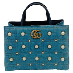 Gucci Marmont Denim Pearl Tote Bag - '10s