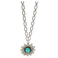 Gucci Marmont Double G Flower Necklace in Sterling Silver