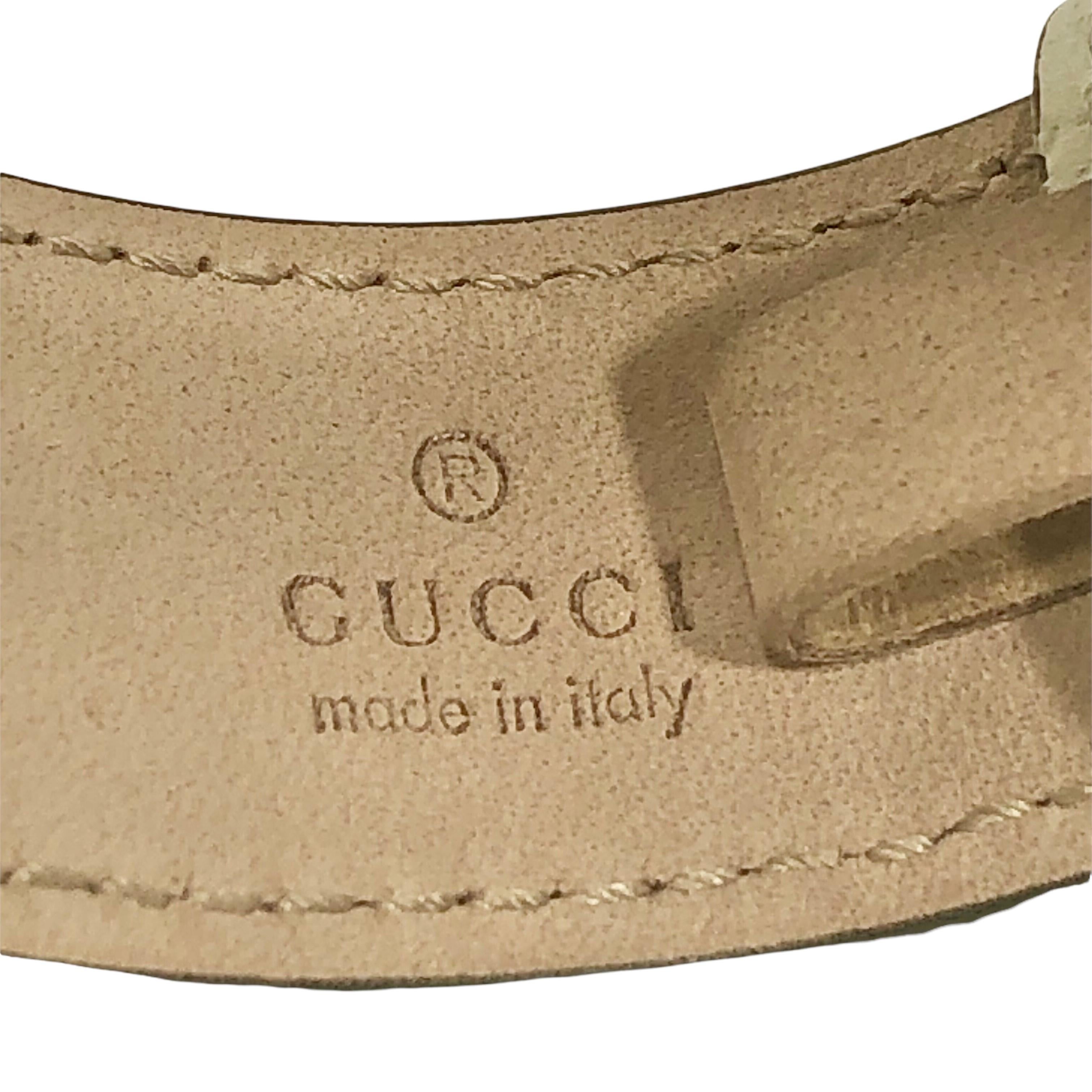 Gucci Marmont Double G Off White Leather Adjustable Bracelet For Sale 6