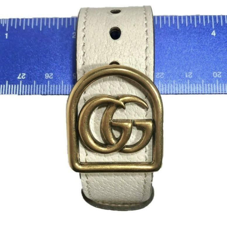 Women's or Men's Gucci Marmont Double G Off White Leather Adjustable Bracelet For Sale