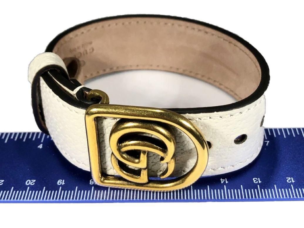 Gucci Marmont Double G Off White Leather Adjustable Bracelet For Sale 1