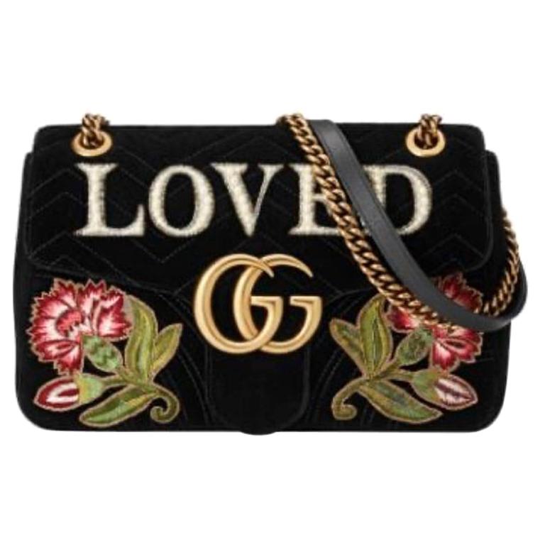 Gucci Marmont Embroidered Velvet Shoulder Bag