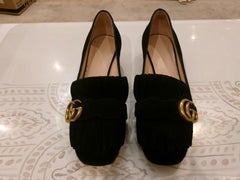 Gucci Marmont Fringe Pump Black suede size 36