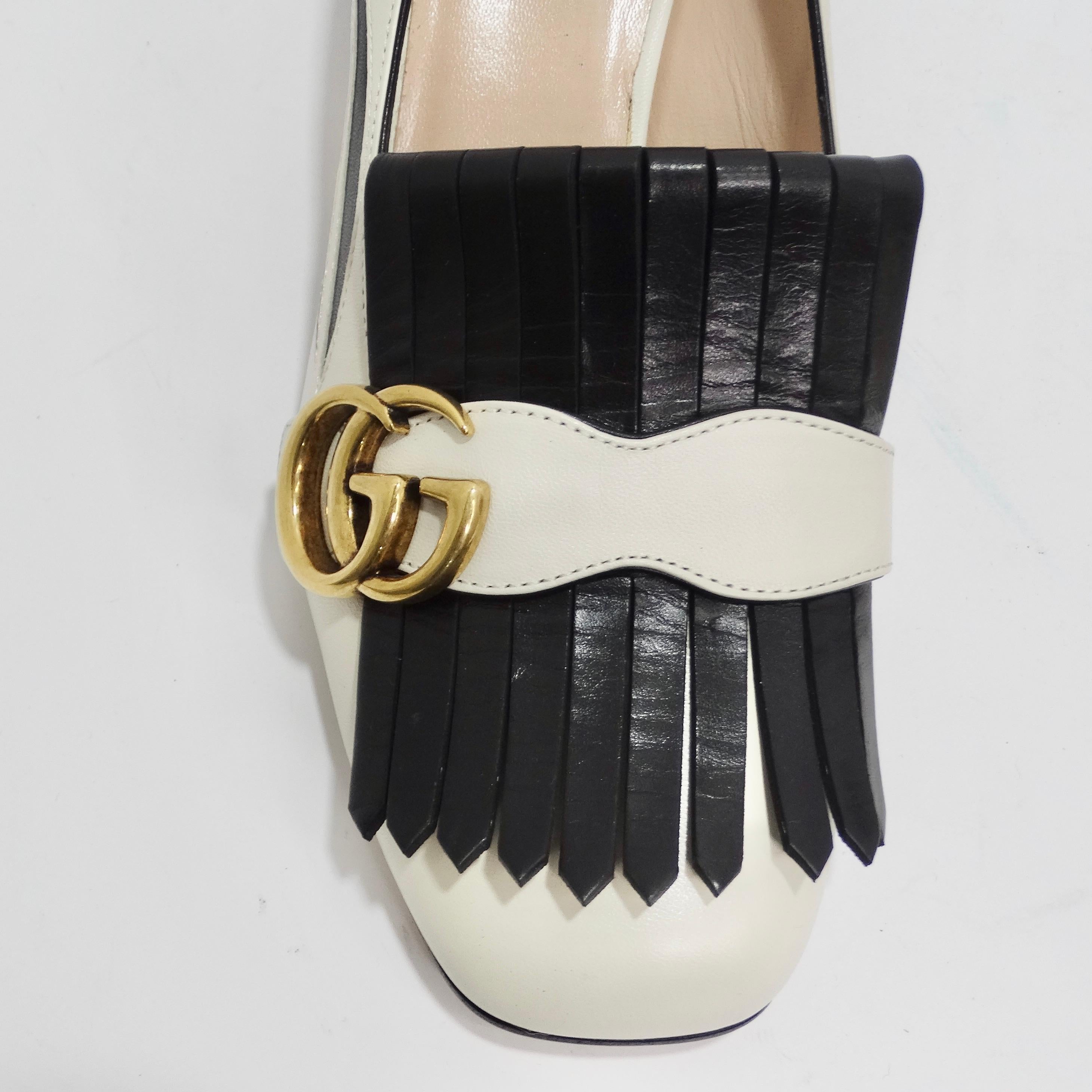 Gucci Marmont Fringe Leather 55mm Loafer In Excellent Condition For Sale In Scottsdale, AZ