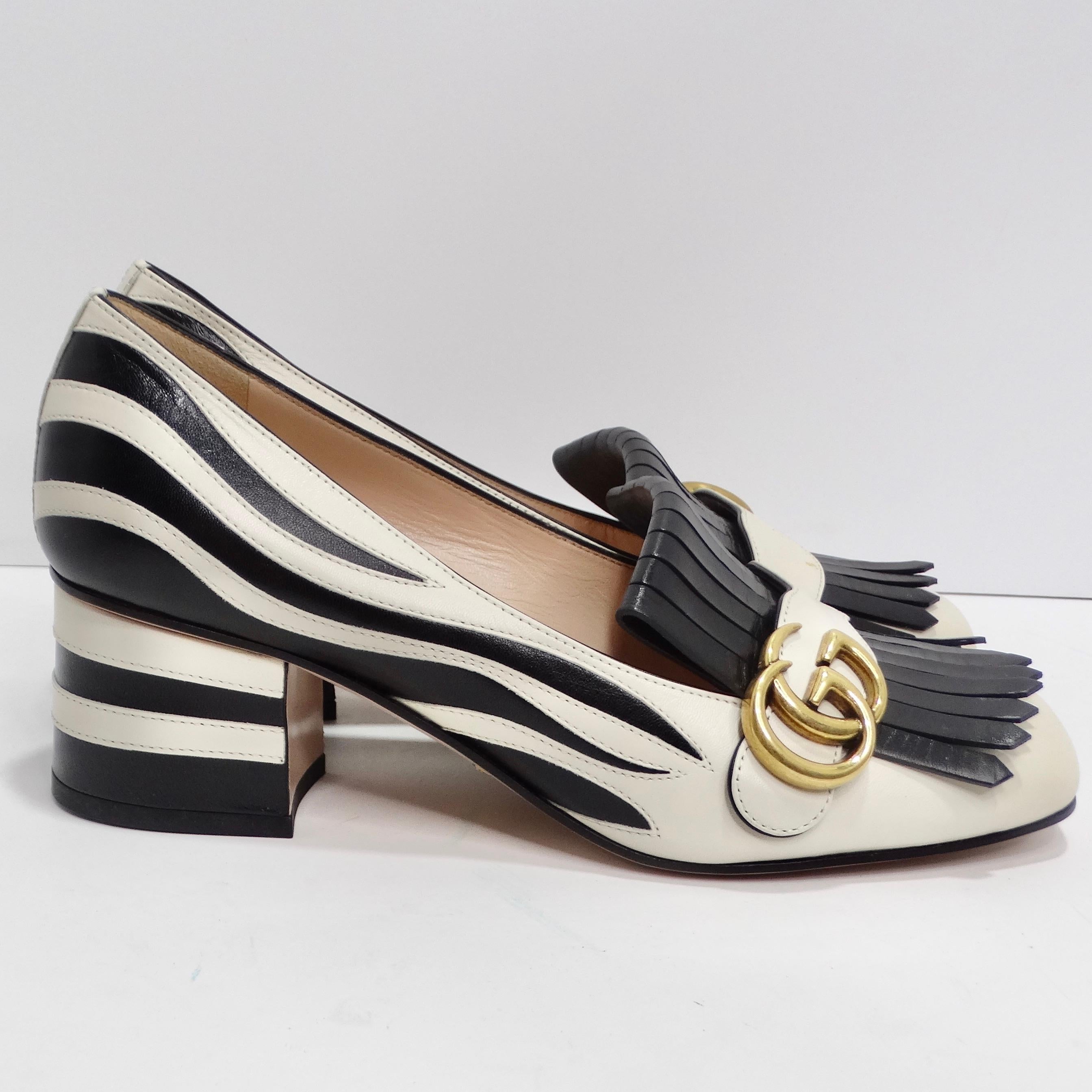 Gucci Marmont Fringe Leather 55mm Loafer For Sale 2