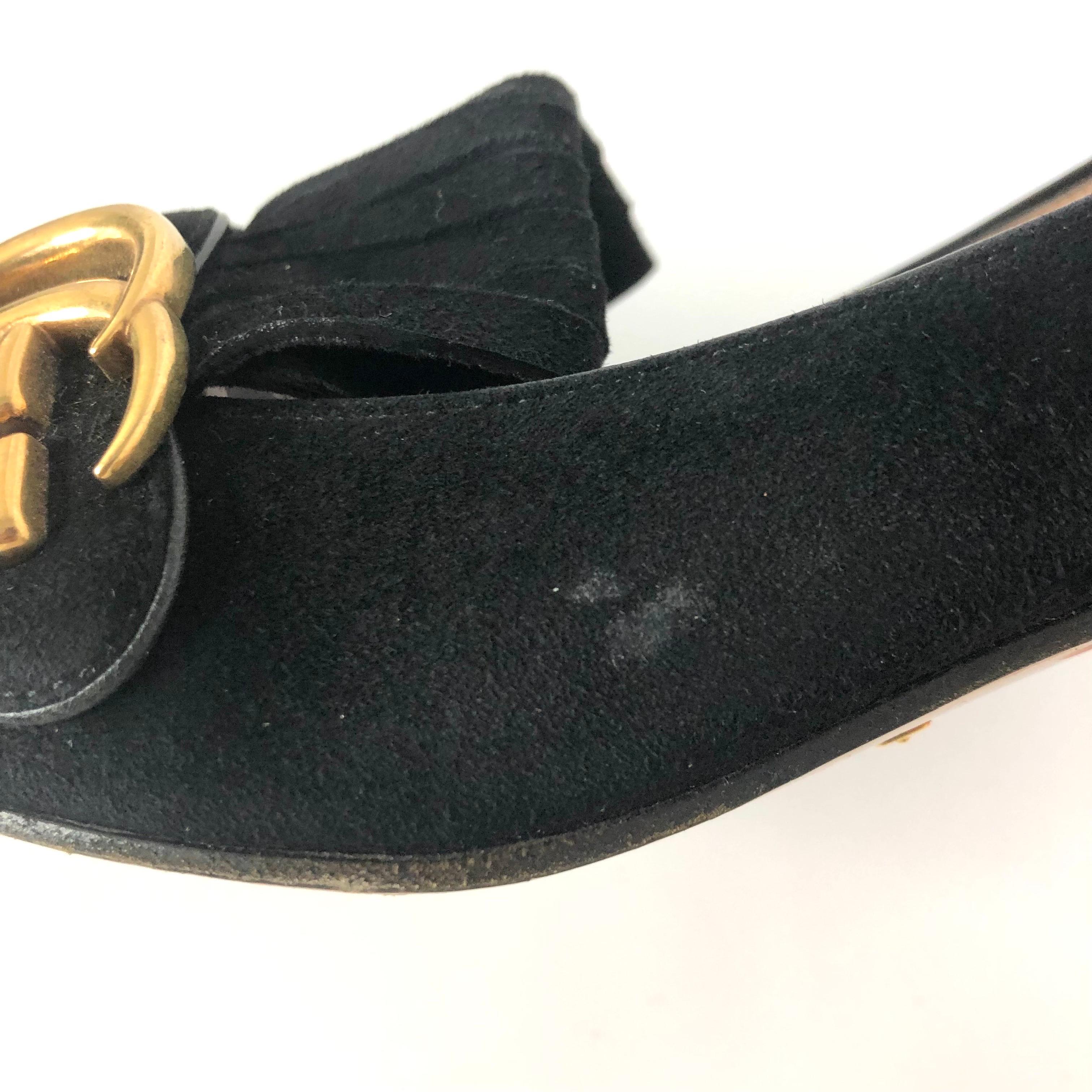 Gucci Marmont Fringe Suede Platform Loafer Pumps 37.5 en venta 1