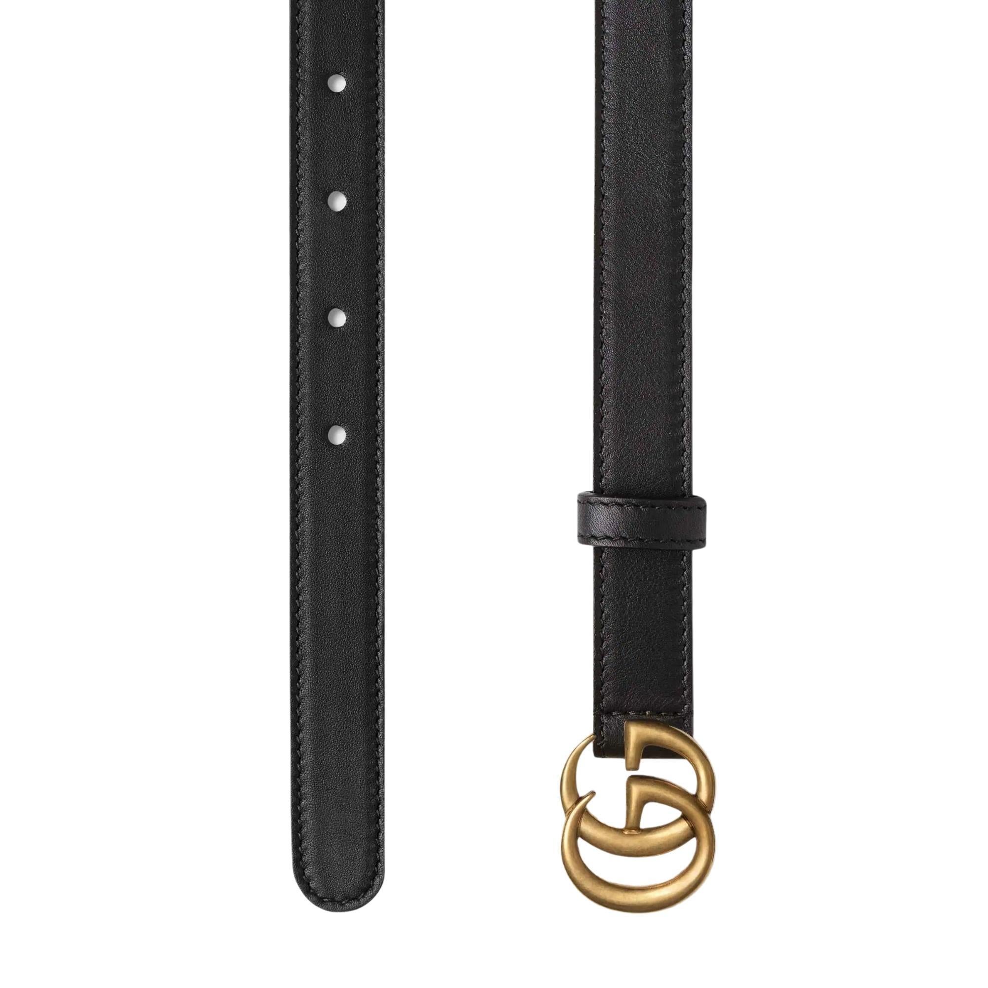 Gucci Marmont GG Black Leather 20mm Belt (85/34) For Sale at 1stDibs