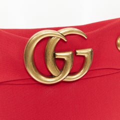 GUCCI Marmont GG buckle red wool silk crepe A line skirt IT38 XS