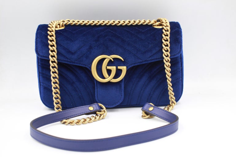 Gucci Marmont GG handbag in dark blue velvet. at 1stDibs | gucci belt