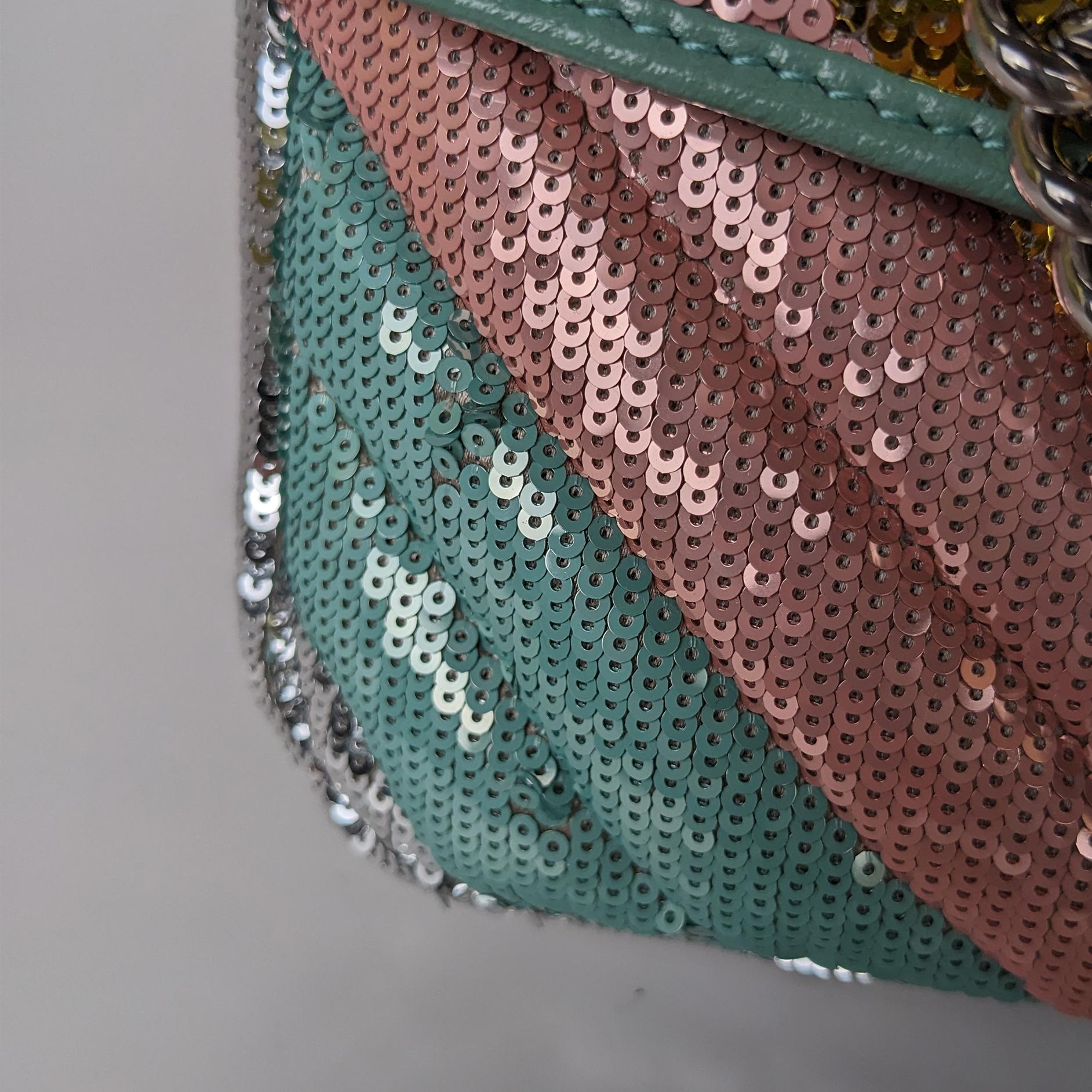 Women's Gucci Marmont Gg Sequin Small Multicolored Rainbow Shoulder Bag