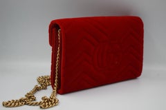 Gucci Marmont GG wallet on chain in red velvet