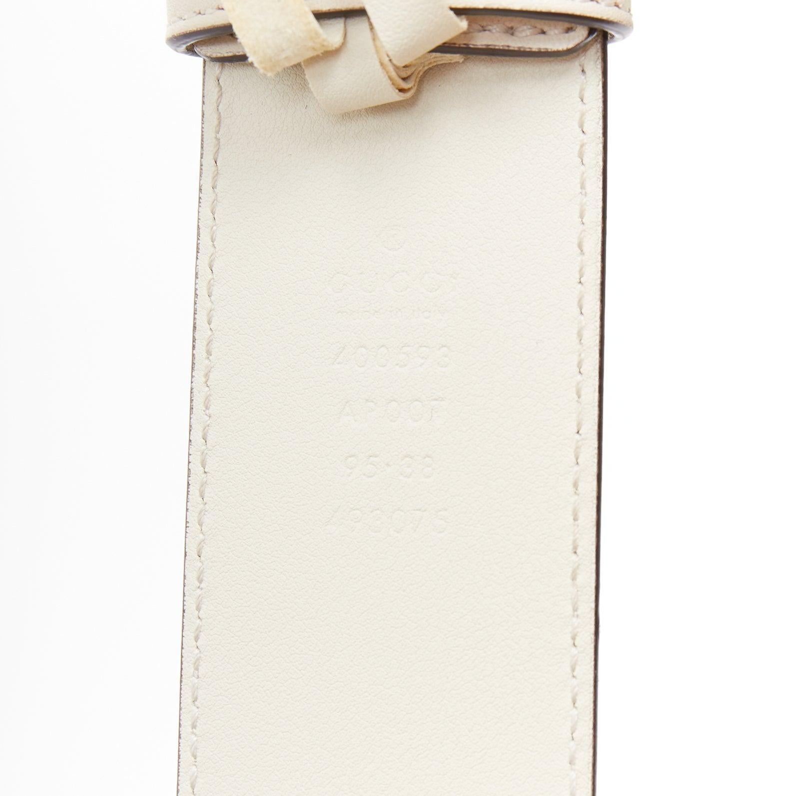 Grigio Gucci Marmont oro con fibbia GG crema in pelle di vacchetta cintura larga 95cm in vendita