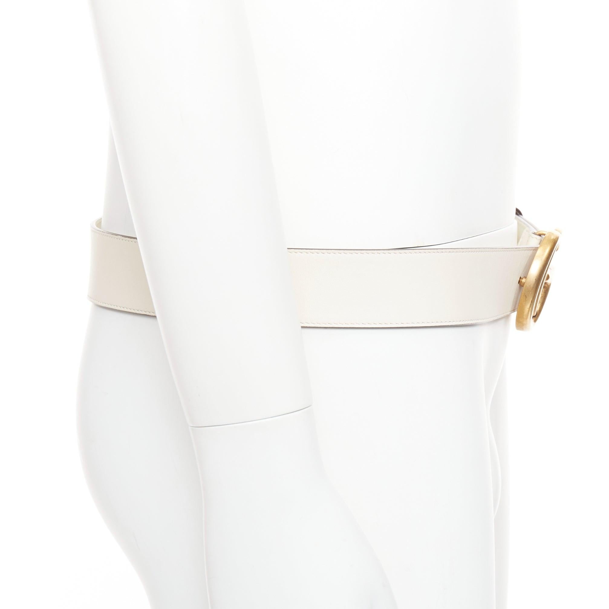 Donna Gucci Marmont oro con fibbia GG crema in pelle di vacchetta cintura larga 95cm in vendita