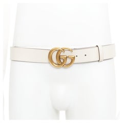 GUCCI Marmont gold GG buckle cream cowhide leather wide belt 95cm