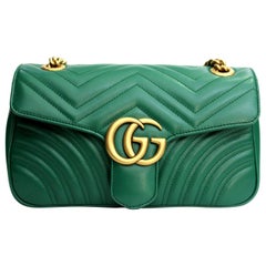 Gucci Marmont Green Leather Crossbody / Shoulder Bag