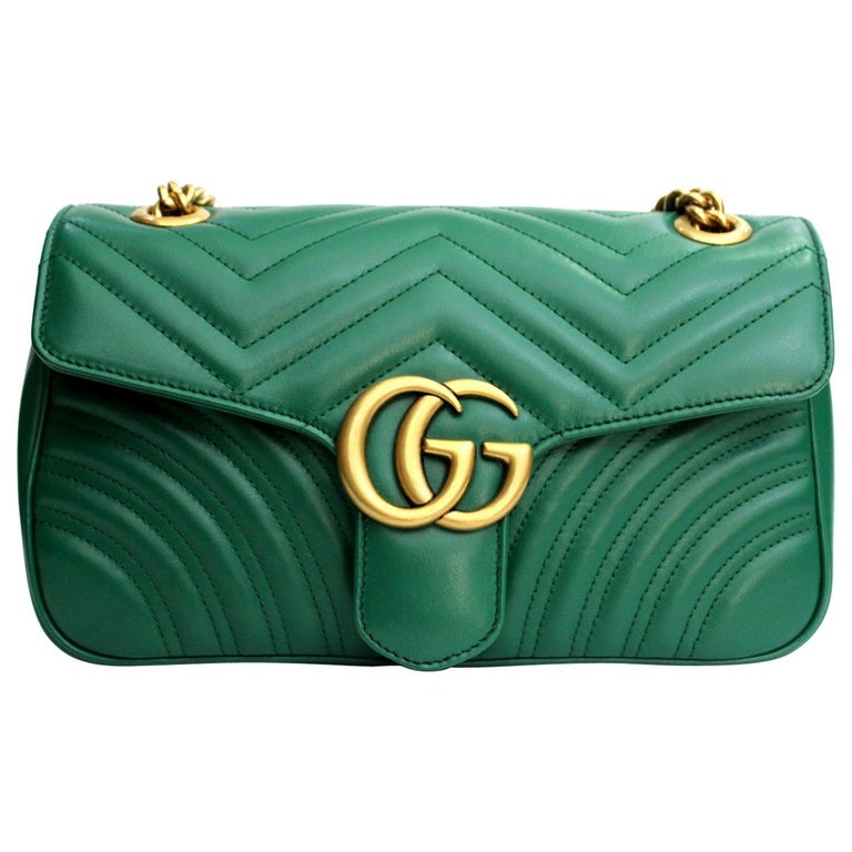 Gucci Marmont Green Leather Crossbody / Shoulder Bag at 1stDibs